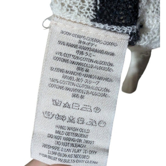 We The Free Free People Striped Crochet Sleeve V-Neck, Size Small - Picture 4 of 5